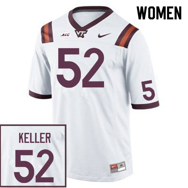 Women #52 Jaden Keller Virginia Tech Hokies College Football Jerseys Sale-White